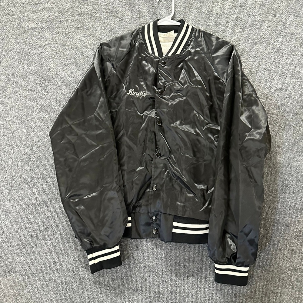 Auburn Sportswear Jacket Mens Size M Black Nylon Bomber Varsity Made in USA